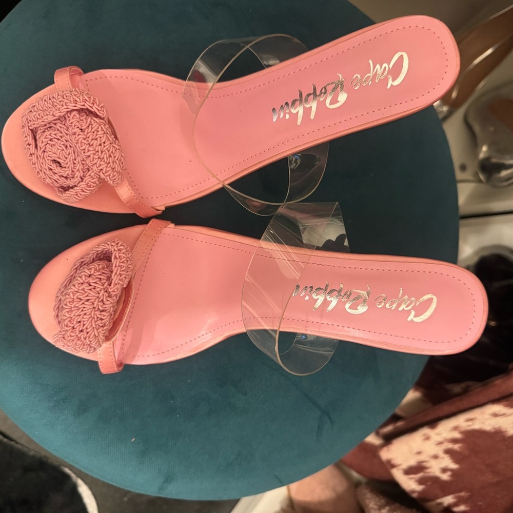 Cape Robbin Pink Slide Sandals with Clear Straps